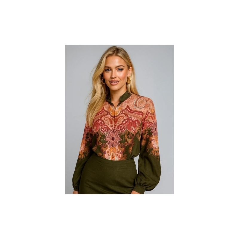 Lecoco bluse sort og burgunder 