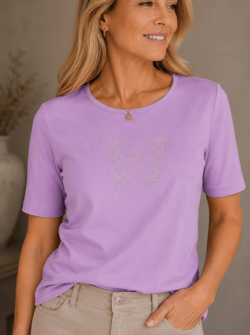 Hovedbilde Lavendel T shirt sommerfugl