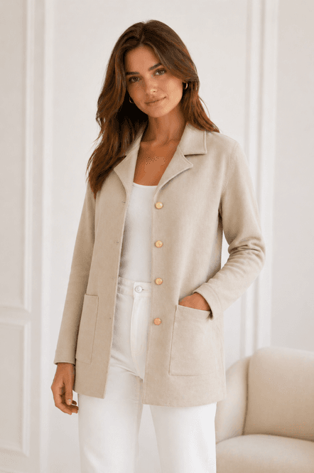 Hovedbilde Taupe cardigan med gull knapper