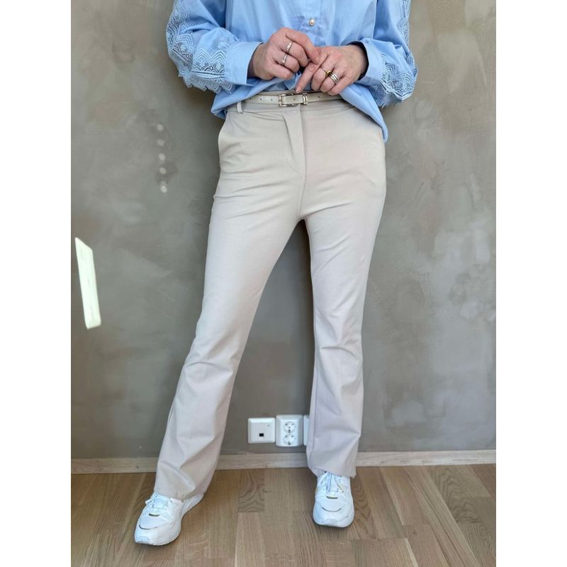 Beige Flared Chinos