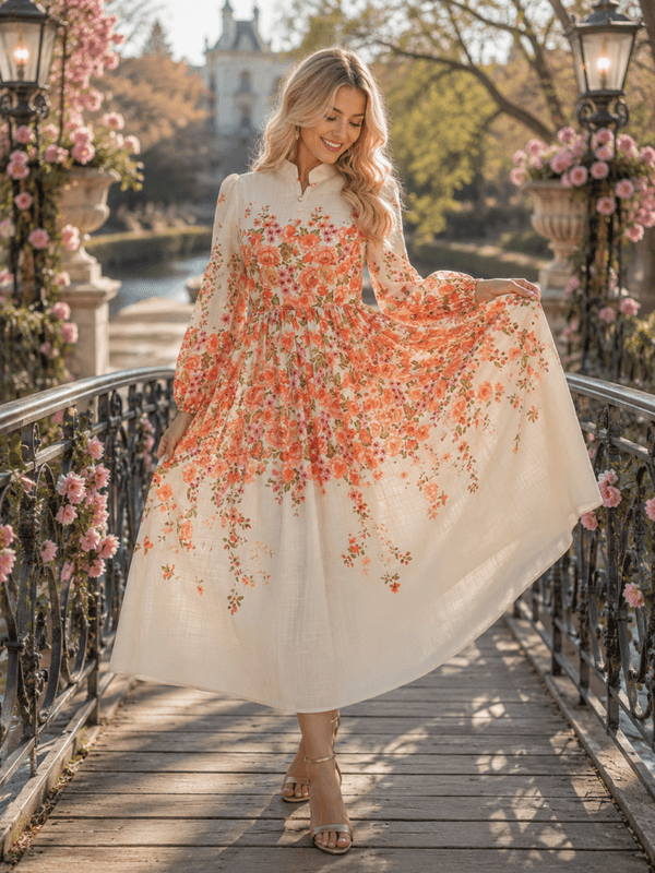 Zaria kjole cream korall